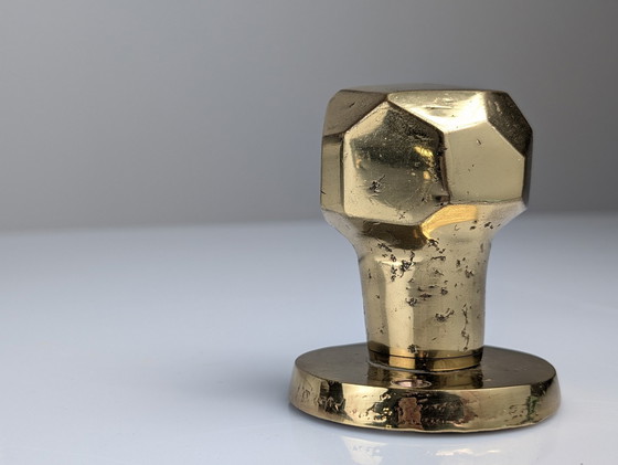 Image 1 of Pair Of Sculptural Brutalist Rotating Bronze Door Knobs, 1970S