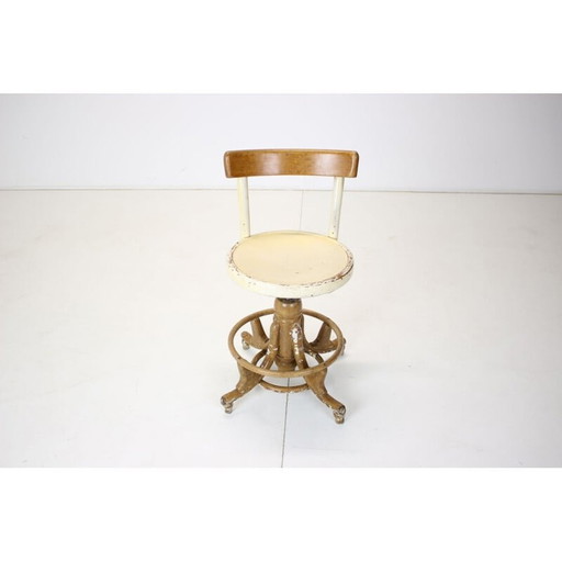 Wooden vintage height adjustable armchair, Czechoslovakia 1920s