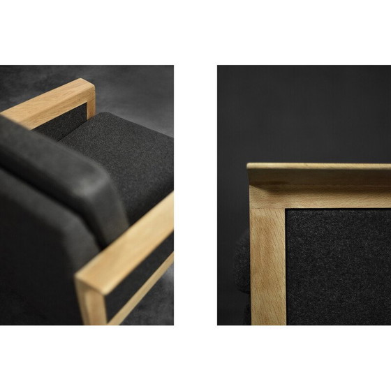 Image 1 of Pair of vintage Danish oakwood and felt armchairs, 1960s