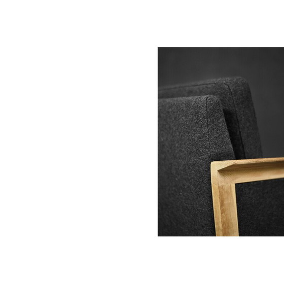 Image 1 of Pair of vintage Danish oakwood and felt armchairs, 1960s