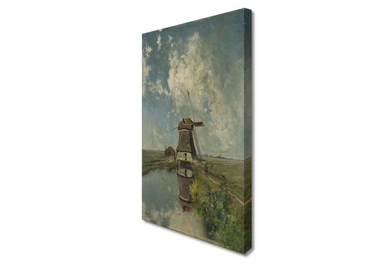 Image 1 of Paul Joseph Constantin Gabriel - A mill on a polder canal