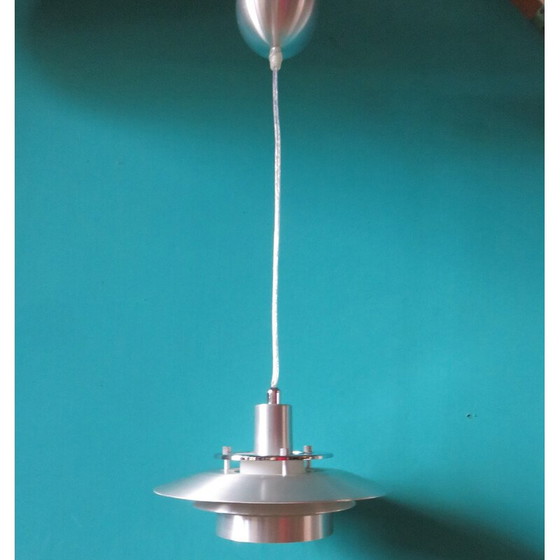Image 1 of Vintage pendant lamp in aluminum and opaline glass, Sweden 2000