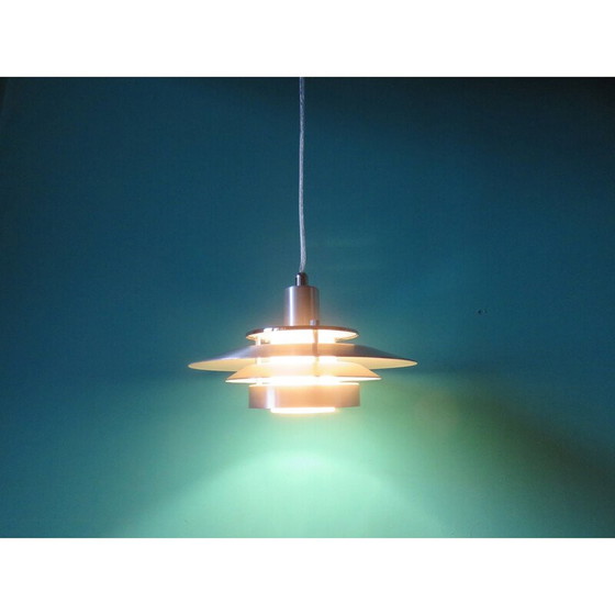 Image 1 of Vintage pendant lamp in aluminum and opaline glass, Sweden 2000