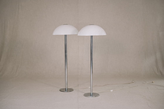 Image 1 of 2x Italian Guzzini space age floor lamps