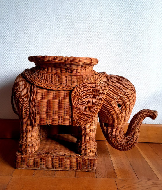 Image 1 of Elephant Rattan Sofa End 1970