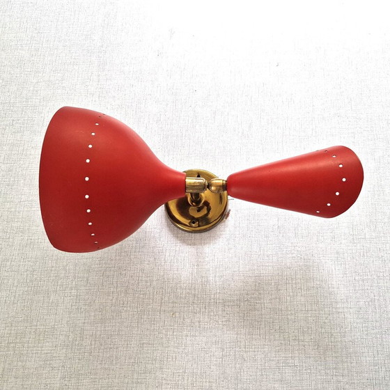 Image 1 of Lampada da parete vintage in metallo organico perforato, 1950