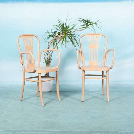 Ensemble de deux fauteuils en bois style Thonet, vintage rétro