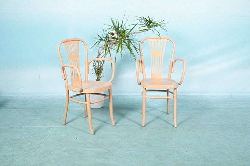 Ensemble de deux fauteuils en bois style Thonet, vintage rétro