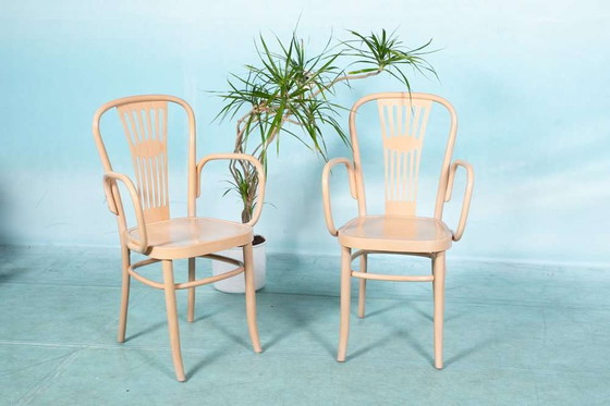 Image 1 of Ensemble de deux fauteuils en bois style Thonet, vintage rétro