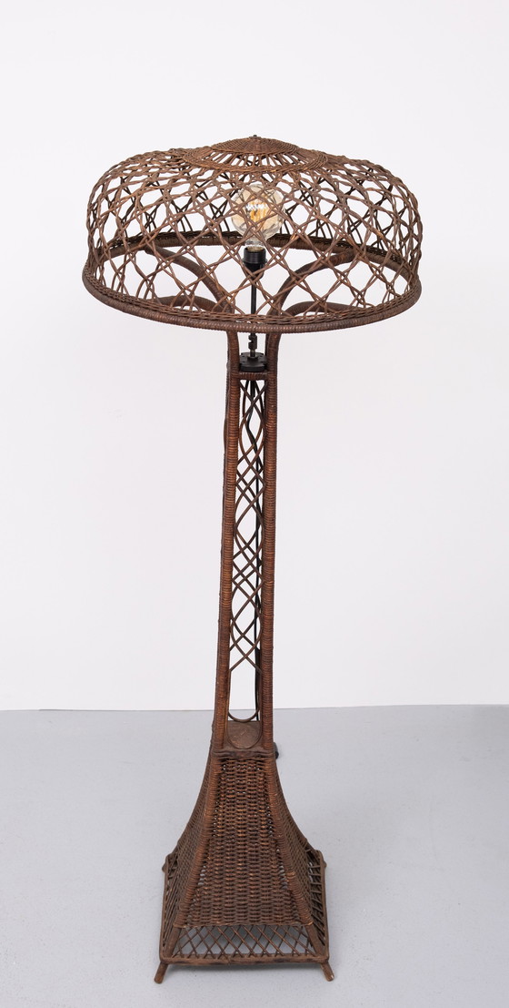 Image 1 of Beautiful Wicker Floor Lamp 1920s Amsterdam