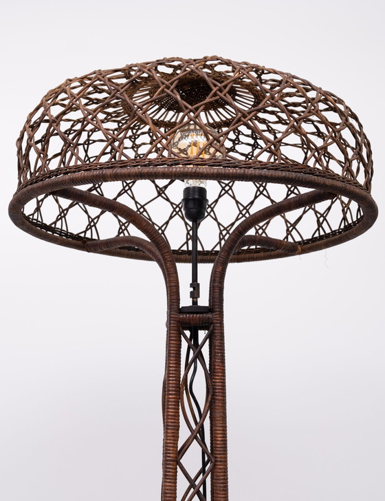 Image 1 of Beautiful Wicker Floor Lamp 1920s Amsterdam