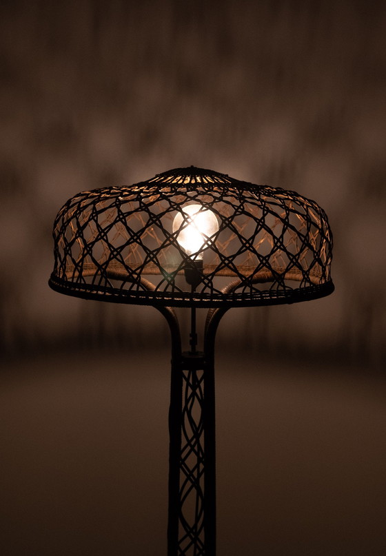 Image 1 of Beautiful Wicker Floor Lamp 1920s Amsterdam