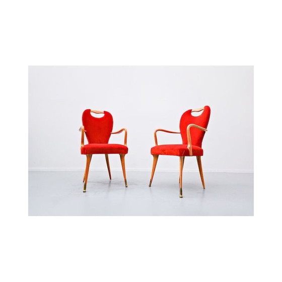 Image 1 of Set of 8 vintage chairs and 2 armchairs, Italy 1950s