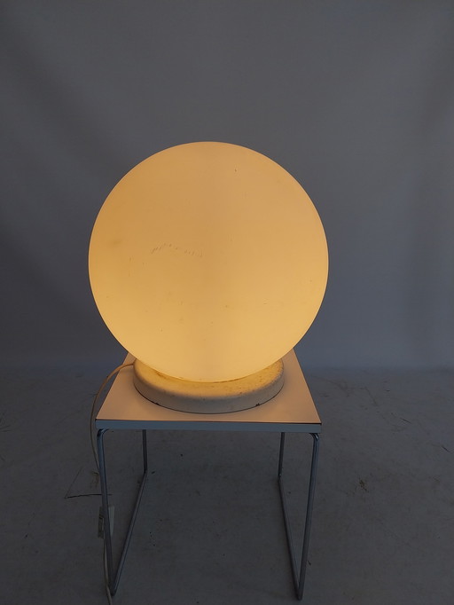 1 x large white frosted glass ball lamp table model hala Zeist 1970s