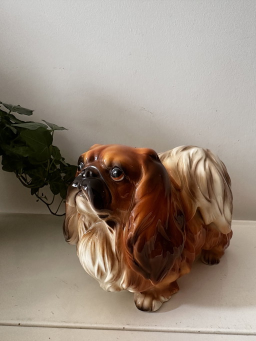 2x figurines en porcelaine de chien pékinois