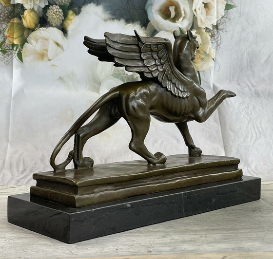 Image 1 of Griffin Mythical Creature Bronze Statue