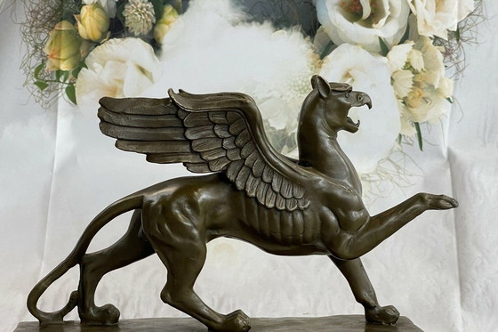 Image 1 of Griffin Mythical Creature Bronze Statue