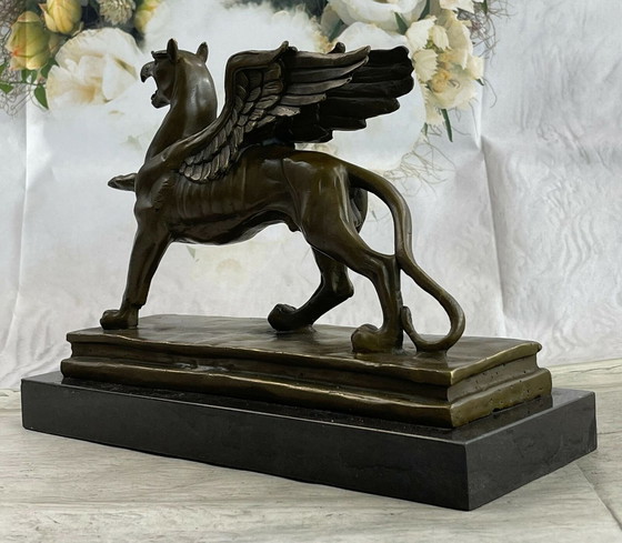 Image 1 of Griffin Mythical Creature Bronze Statue