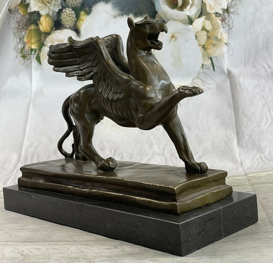 Image 1 of Griffin Mythical Creature Bronze Statue