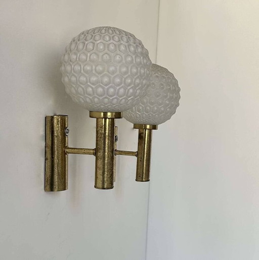 Brass And Opaline Wall Lamp - Germany 1960