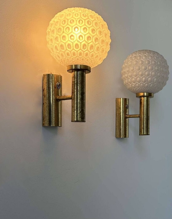 Image 1 of Lampada da parete in ottone e opalino - Germania 1960