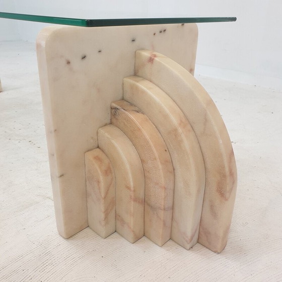 Image 1 of Vintage marble and glass coffee table, Italy 1970