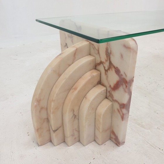 Image 1 of Vintage marble and glass coffee table, Italy 1970