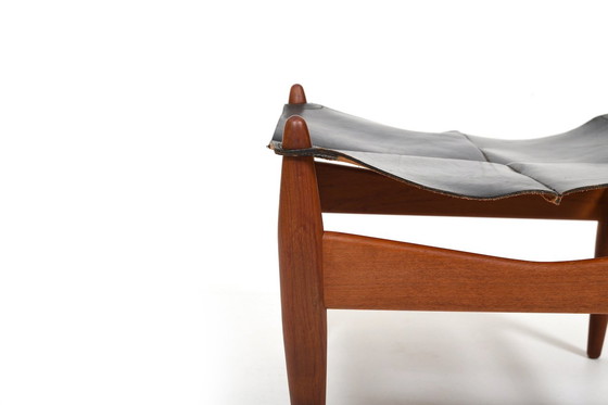 Image 1 of Mid-Century Teak & Leather Ottoman by Illum Wikkelsø, Denmark, 1960s