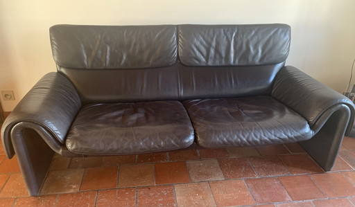 DeSede DS-2011 black leather sofa