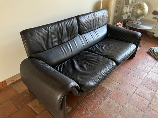 DeSede DS-2011 black leather sofa