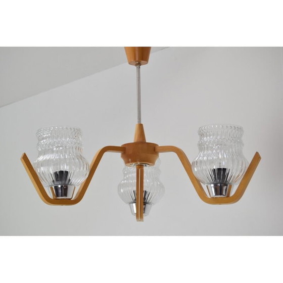 Image 1 of Lampadario vintage in vetro di Drevo Humpolec, Cecoslovacchia 1970