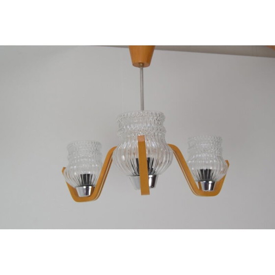 Image 1 of Lampadario vintage in vetro di Drevo Humpolec, Cecoslovacchia 1970