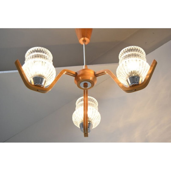 Image 1 of Lampadario vintage in vetro di Drevo Humpolec, Cecoslovacchia 1970