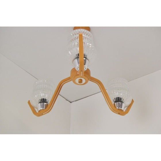 Image 1 of Lampadario vintage in vetro di Drevo Humpolec, Cecoslovacchia 1970