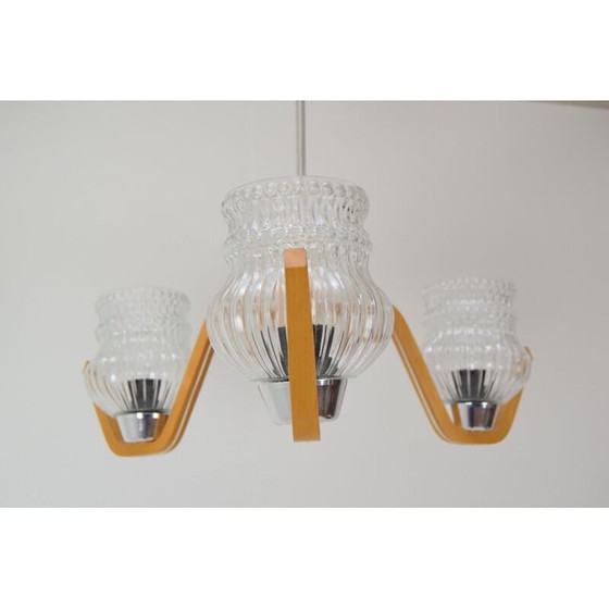 Image 1 of Lampadario vintage in vetro di Drevo Humpolec, Cecoslovacchia 1970