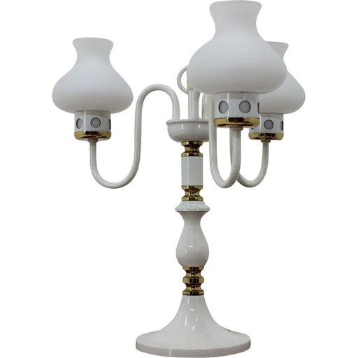 Lampada da tavolo bianca vintage di Drukov, Cecoslovacchia 1970