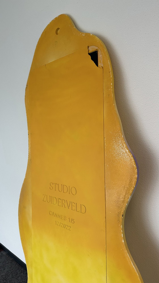 Image 1 of Art mirror hand painted, resin, yellow mirror