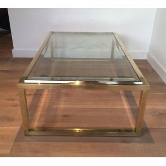 Image 1 of Vintage brass and chrome coffee table, 1970