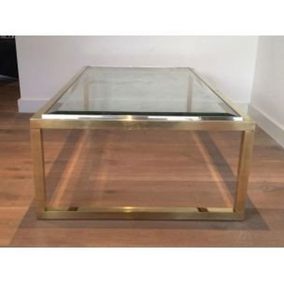 Image 1 of Vintage brass and chrome coffee table, 1970