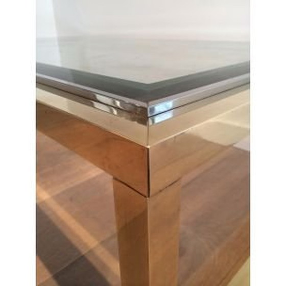 Image 1 of Vintage brass and chrome coffee table, 1970