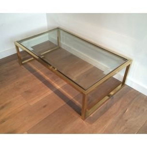 Vintage brass and chrome coffee table, 1970