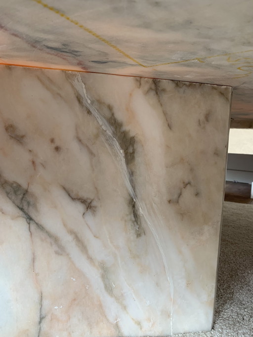 Vintage Italian Design Pink Marble Coffee Table