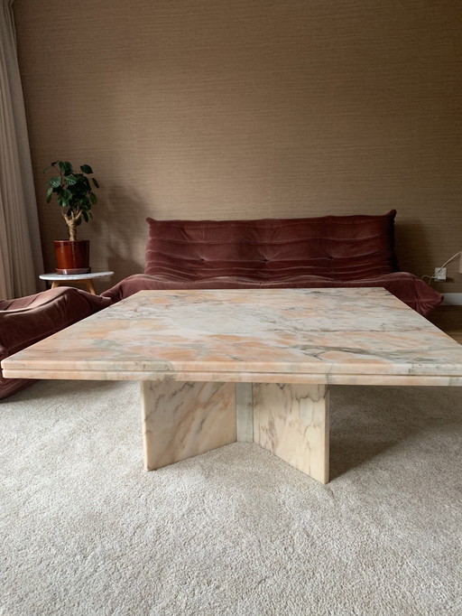 Vintage Italian Design Pink Marble Coffee Table