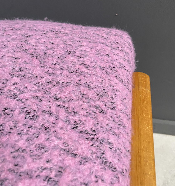 Image 1 of Pink Wool Foot Stool 1960S