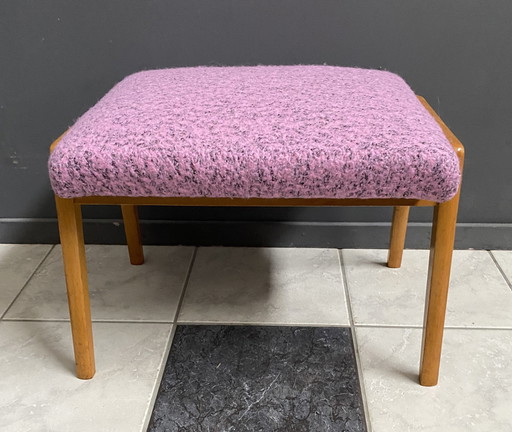 Pink Wool Foot Stool 1960S