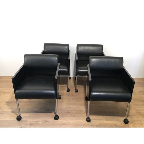 Image 1 of Set of 4 vintage leather armchairs 1970