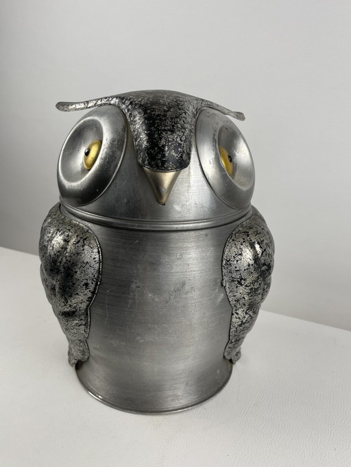 Owl Forming Ice or Champagne Bucket In Silver Plated Metal