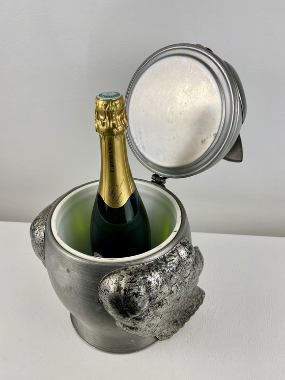 Image 1 of Owl Forming Ice or Champagne Bucket In Silver Plated Metal