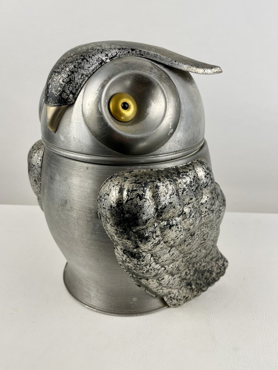 Image 1 of Owl Forming Ice or Champagne Bucket In Silver Plated Metal