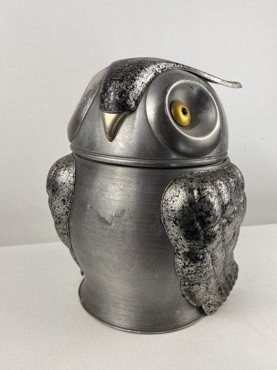 Image 1 of Owl Forming Ice or Champagne Bucket In Silver Plated Metal